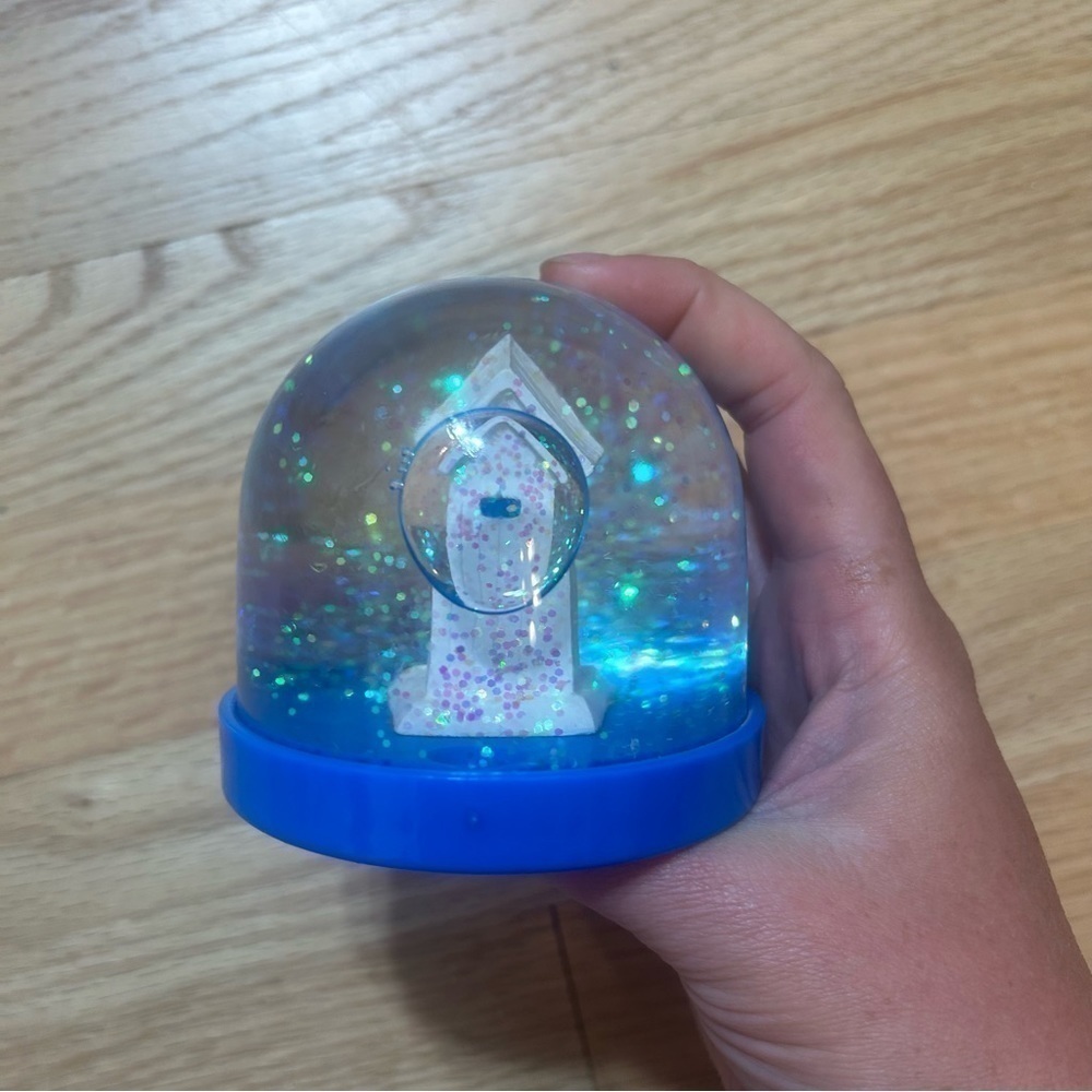 Vintage Greece Plastic Snow Globe Christmas Decor Blue White - Picture 5 of 6